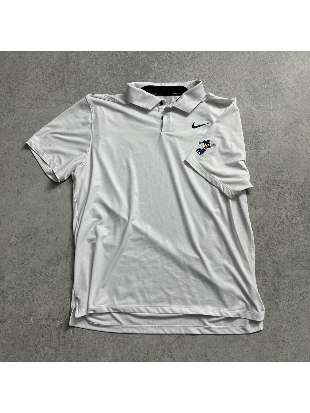 Nike Dri-Fit Mickey Mouse Golf Polo Shirt Mens Sz. L Disney White Black